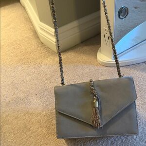Bebe Gray Crossbody Bag with Chain Strap